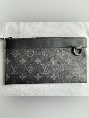 Louis Vuitton Monogram Eclipse Black Zip Pouch with D-Ring